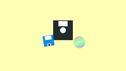 Minimalist flat animation of digital data storage media evolving Stock Footage 346807087