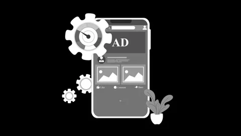Minimalist flat animation of a smartphone screen with an ad banner and a sm.. Stock Footage 334762650