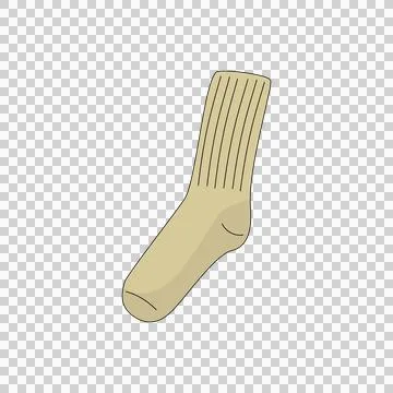 Minimalist Flat Beige Ribbed Sock Vector Outline Icon Illustration. Stock-Illustration