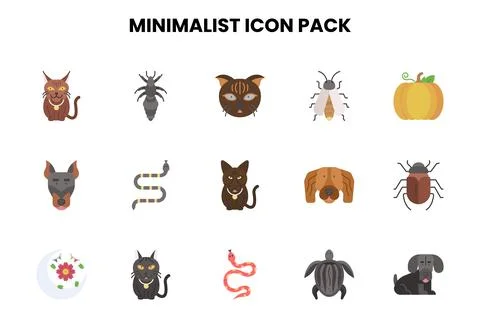 Minimalist Flat Collection Icons Pack Illustrazione stock