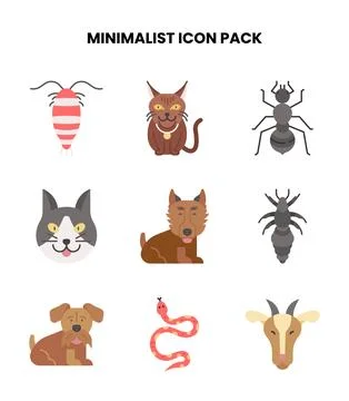 Minimalist Flat Design Icons Pack Stock Illustration