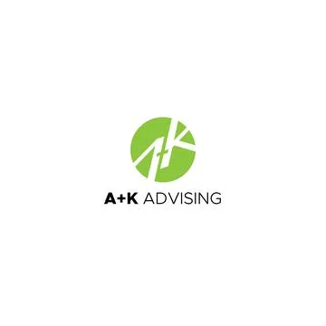 Minimalist flat design A K ADVISING logo design Stock Illustration