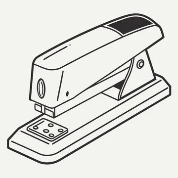 Minimalist Flat Design Office Stapler Stationery Icon Stock Illustration