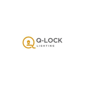 Minimalist flat design Q-LOCK LIGHTING logo design Stock Illustration