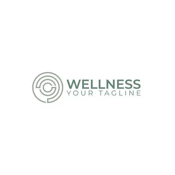 Minimalist flat design simple WELLNESS logo design Stock Illustration