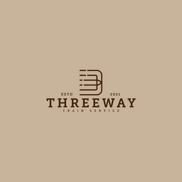 Minimalist flat design THREEWAY exit logo design Stock Illustration