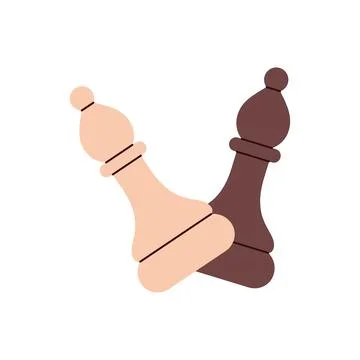 Minimalist flat design of two chess bishops in light and dark colors crossed Stock Illustration