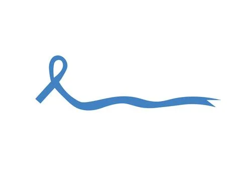 A minimalist flat graphic design illustration featuring blue awareness ribbon Stock Illustration