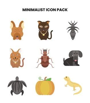 Minimalist Flat Icons Pack Stock Illustration