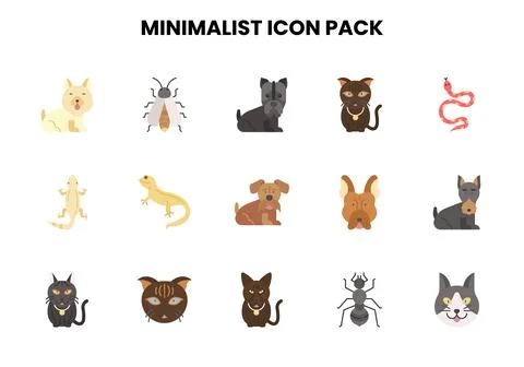 Minimalist Flat Icons Pack Stock Illustration