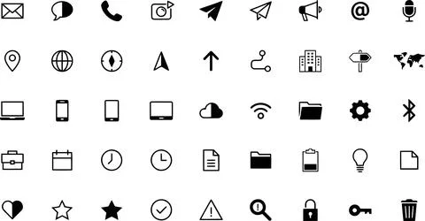 Minimalist flat icons set of communication and technology tools Illustrazione stock