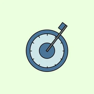 Minimalist flat illustration of a circular clock with hands, symbolizing time Stock Illustration