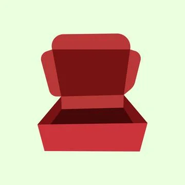 Minimalist flat illustration of red ring box with open lid, pastel green Stock Illustration