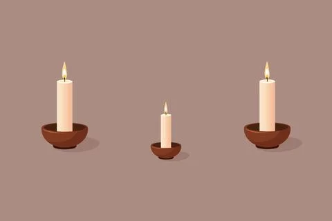 Minimalist Flat Illustration of Three Lit Candles in Simple Brow イラスト素材