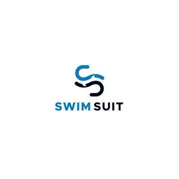 Minimalist flat initial S SWIM SUIT logo design Stock Illustration