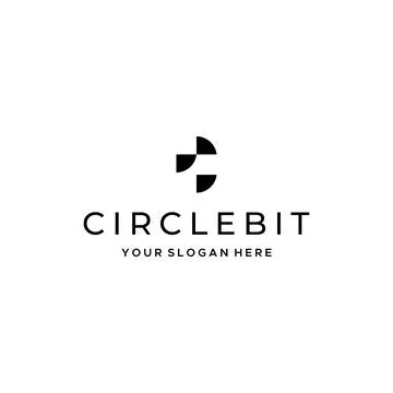 Minimalist flat letter mark CIRCLEBIT logo design Stock Illustration