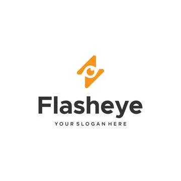 Minimalist flat letter mark FLASH EYE logo design Stock Illustration