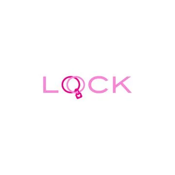 Minimalist flat letter mark LOCK heart logo design Stock Illustration