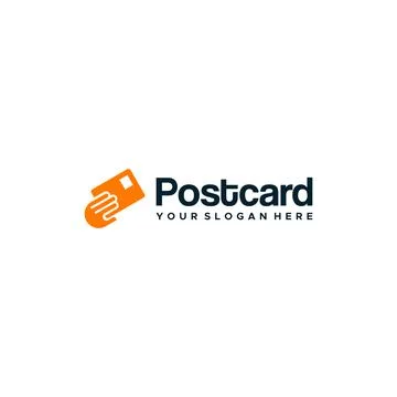 Minimalist flat letter mark POSTCARD logo design Stock Illustration