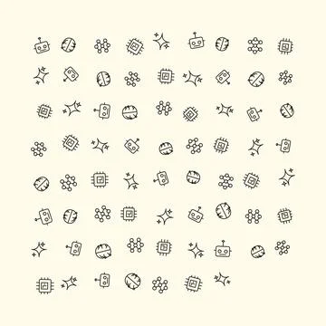 Minimalist Flat Line Vector Pattern of Artificial Intelligence and Science .. イラスト素材