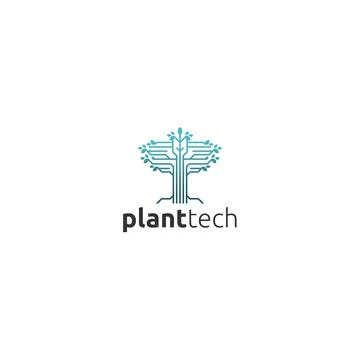 Minimalist flat Plant Tech communicate logo design Stock Illustration