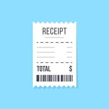 Minimalist Flat Receipt Icon on Light Blue Background Stock Illustration