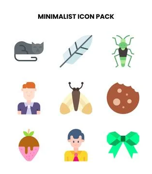 Minimalist Flat Scalable Icons Pack Stock Illustration