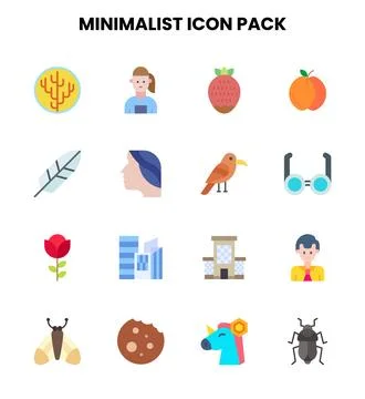 Minimalist Flat Scalable Icons Pack Stock Illustration