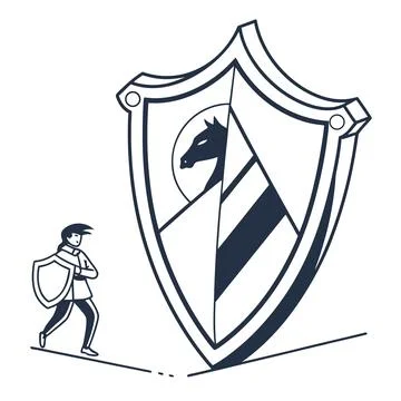 Minimalist Flat Security Shield Icon Stock Illustration