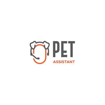 Minimalist flat simple PET ASSISTANT logo design Stock Illustration