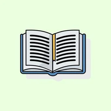 Minimalist flat style open book illustration with page marker Illustrazione stock