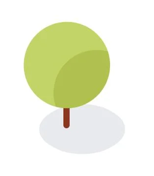 Minimalist Flat Tree Object or Icon - Element for Web, Game Object, Landscape Stock Illustration