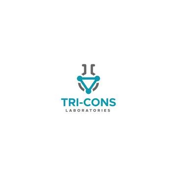 Minimalist flat Tri Cons Laboratories logo design Stock Illustration