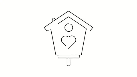 Minimalist Flat Vector animation Illustration of a Wooden Birdhouse  Stock Footage 324608970