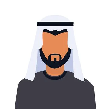 Minimalist Flat Vector Arab Man Portrait in Traditional Ghutra and Agal 库存插图