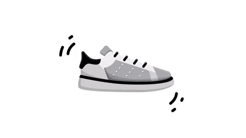 Minimalist Flat Vector Icon of a Modern Sport Sneaker on White Background Stock Footage 345931142