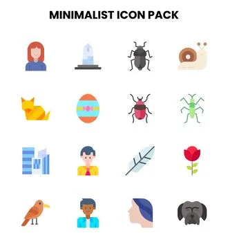 Minimalist Flat Vector Icons Pack Illustrazione stock