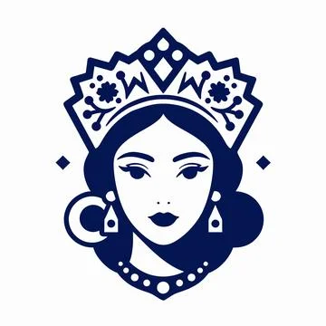 Minimalist Flat Vector Illustration of a Beautiful Young Caucasian Woman wi.. Illustrazione stock