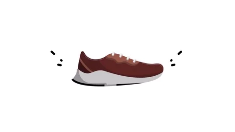 Minimalist Flat Vector Illustration of a Brown Running Shoe on White Background Stock Footage 345931126
