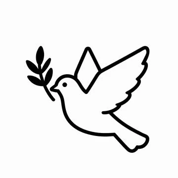 Minimalist flat vector illustration of a single white dove flying with an o.. Illustrazione stock