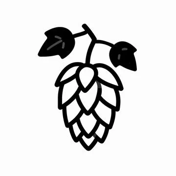 Minimalist flat vector illustration of a single black hop cone with organic.. Illustrazione stock