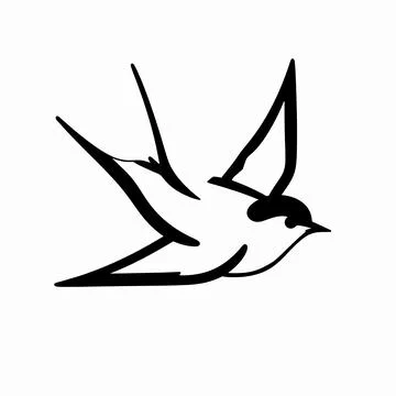 Minimalist flat vector illustration of a single swallow bird flying, tradit.. Illustrazione stock