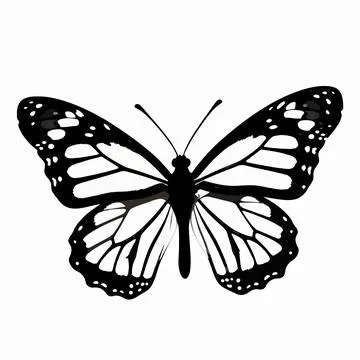 Minimalist flat vector illustration of a single monarch butterfly with intr.. Illustrazione stock