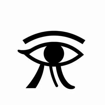 Minimalist flat vector illustration of a single black Eye of Horus symbol, .. Illustrazione stock