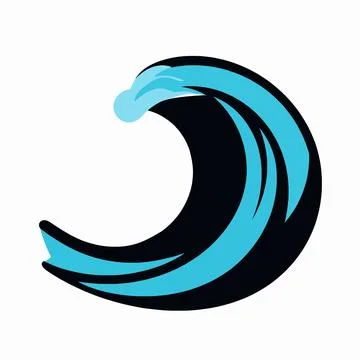 Minimalist Flat Vector Illustration of a Single Stylized Ocean Wave with Cl.. Stock Illustration