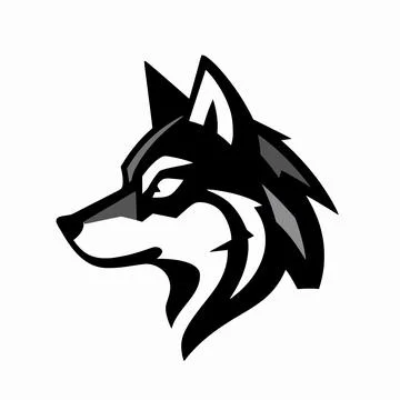 Minimalist Flat Vector Illustration of a Single Stylized Wolf Head Profile,.. 库存插图