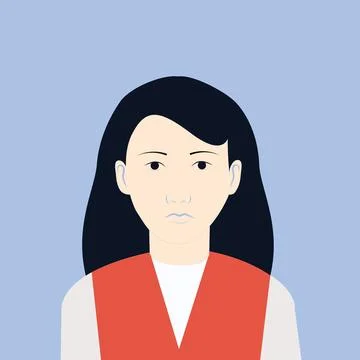 Minimalist Flat Vector Professional Female Portrait Avatar Illustration Illustrazione stock