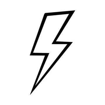 Minimalist Flat Vector Symbol of Power, Speed, and Energy, Bold Black Lightn Stock Illustration