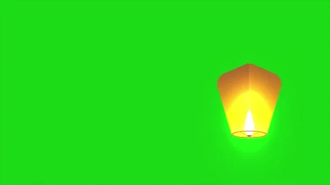 Minimalist Floating Sky Lantern on Green Screen Background Stock Footage 326804365