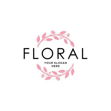 Minimalist FLOLAR leaf leaves plants logo design Stock Illustration